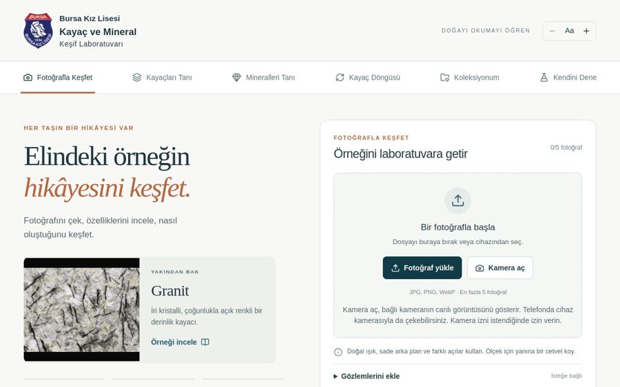Kayaç ve Mineral Keşif Laboratuvarı web sayfası önizlemesi